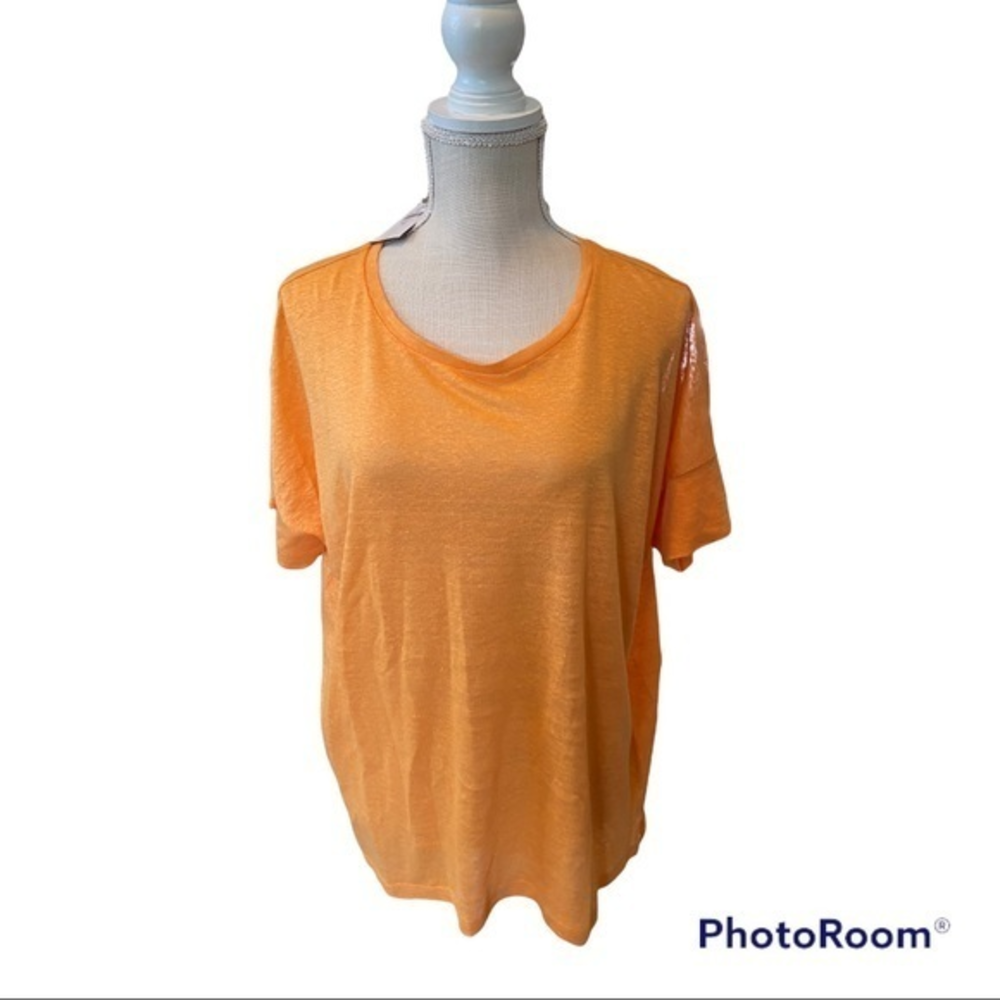 J. Jill tangerine short sleeve light weight sweater NWT‎ oversized medium